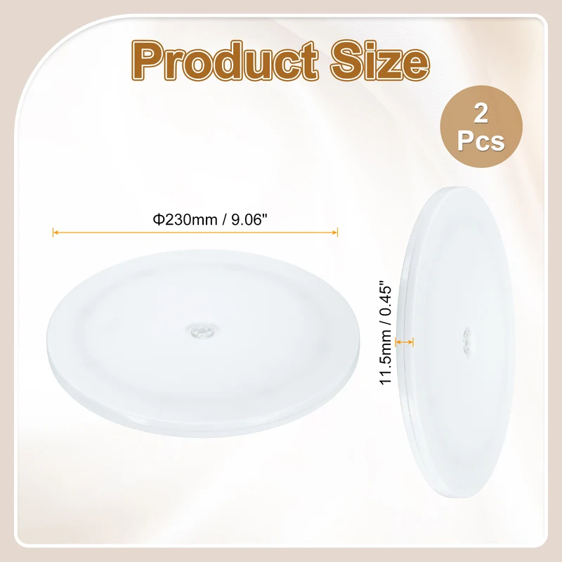 2Pack Acrylic Lazy Susan Turntable, 9" Ball Bearing Rotating Tray, White
