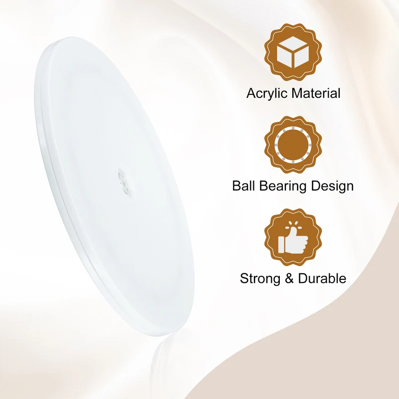 2Pack Acrylic Lazy Susan Turntable, 9" Ball Bearing Rotating Tray, White