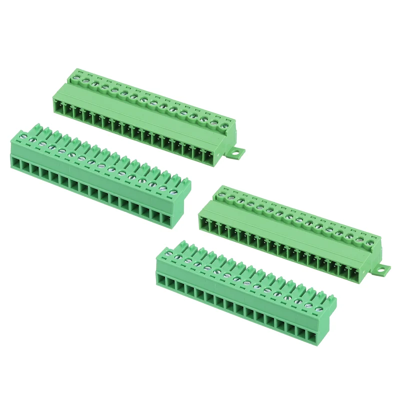 2Sets 16Pin 3.81mm Pitch Screw Terminal Block Connector Pluggable 300V 8A Green