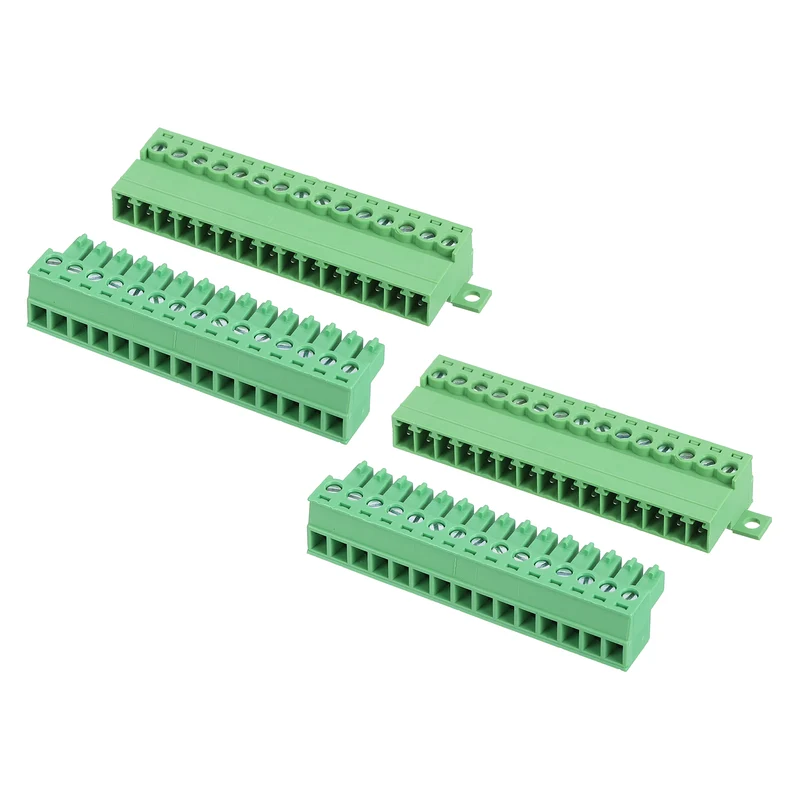 2Sets 15Pin 3.81mm Pitch Screw Terminal Block Connector Pluggable 300V 8A Green