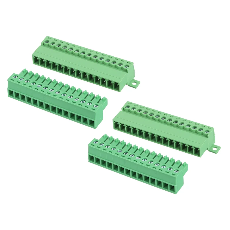 2Sets 14Pin 3.81mm Pitch Screw Terminal Block Connector Pluggable 300V 8A Green