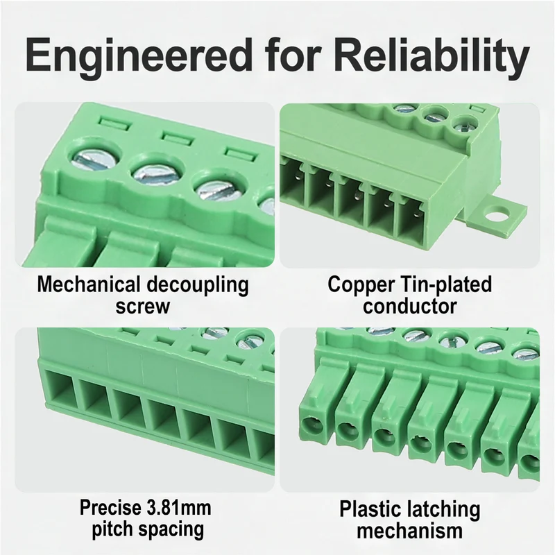 2Sets 13Pin 3.81mm Pitch Screw Terminal Block Connector Pluggable 300V 8A Green