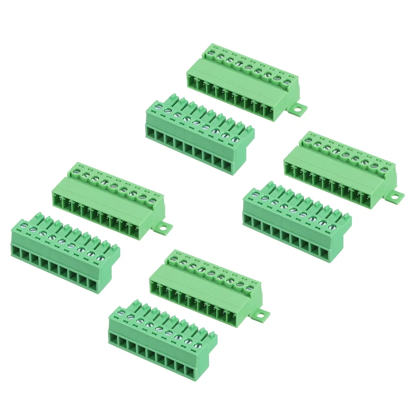 4Sets 9Pin 3.81mm Pitch Screw Terminal Block Connector Pluggable 300V 8A Green