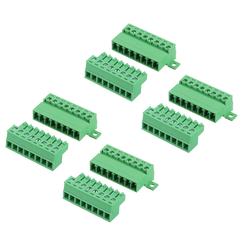 4Sets 8Pin 3.81mm Pitch Screw Terminal Block Connector Pluggable 300V 8A Green