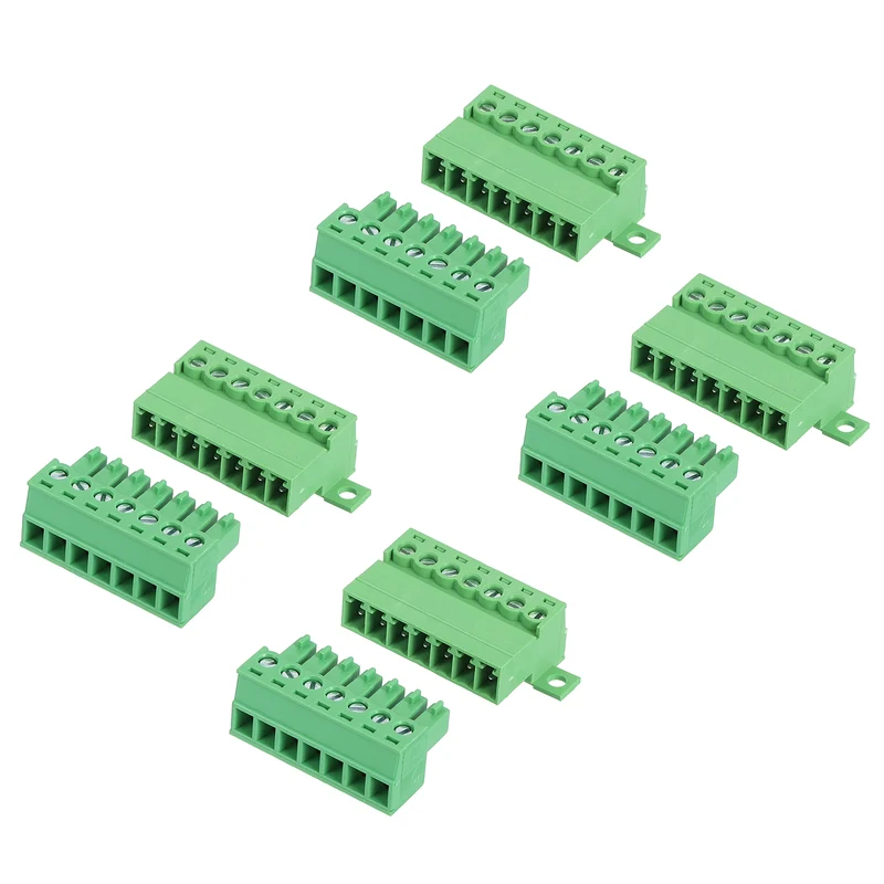 4Sets 7Pin 3.81mm Pitch Screw Terminal Block Connector Pluggable 300V 8A Green
