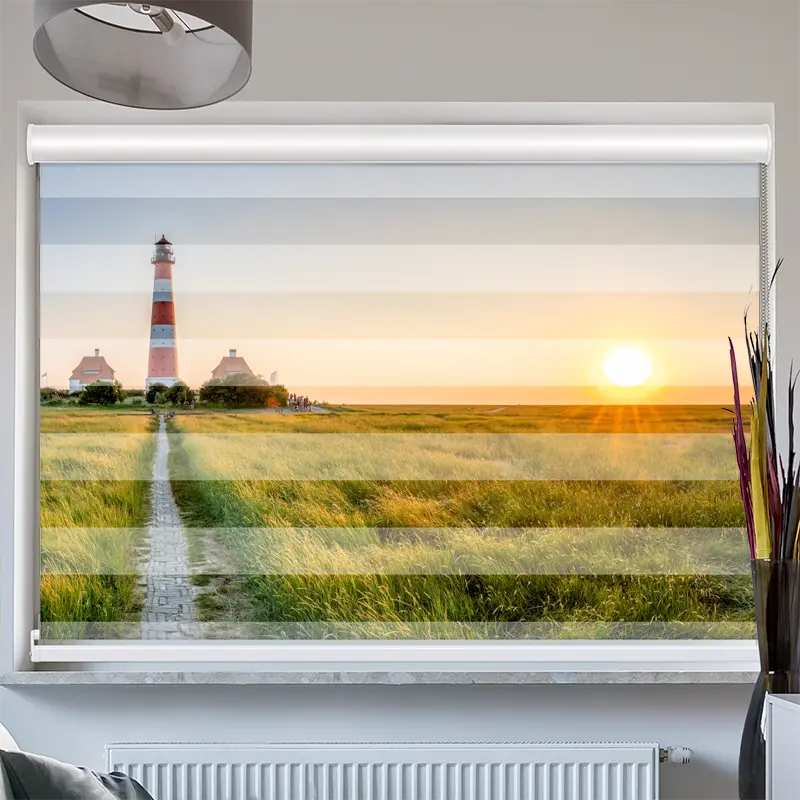 Doppelrollo mit Kassette "Leuchtturm Nordsee"