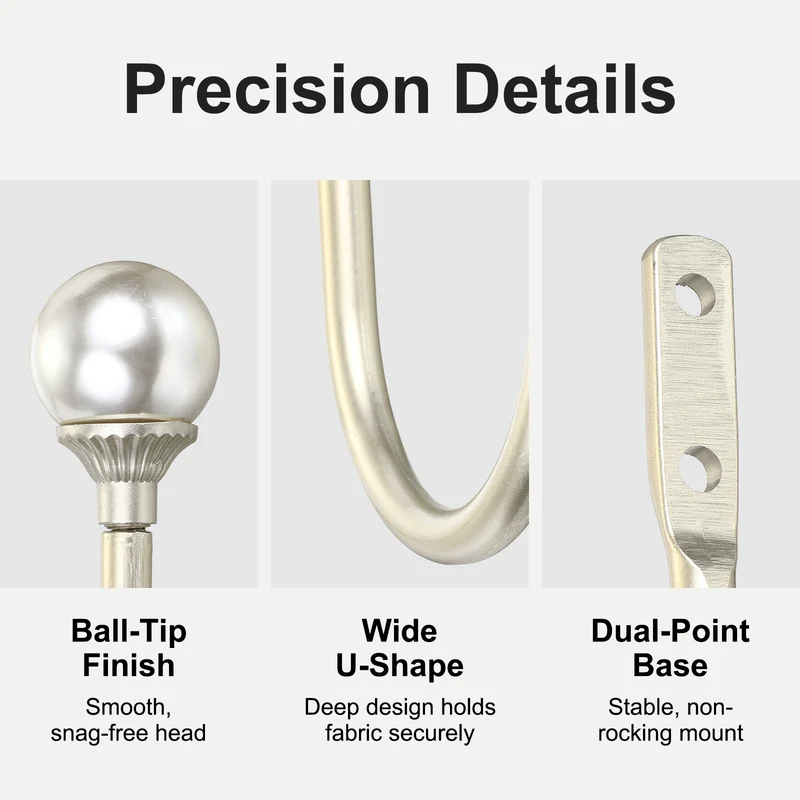 2Pcs Curtain Holdbacks Wall Mounted Curtain Hooks for Drapes, Silver (102 Mm)