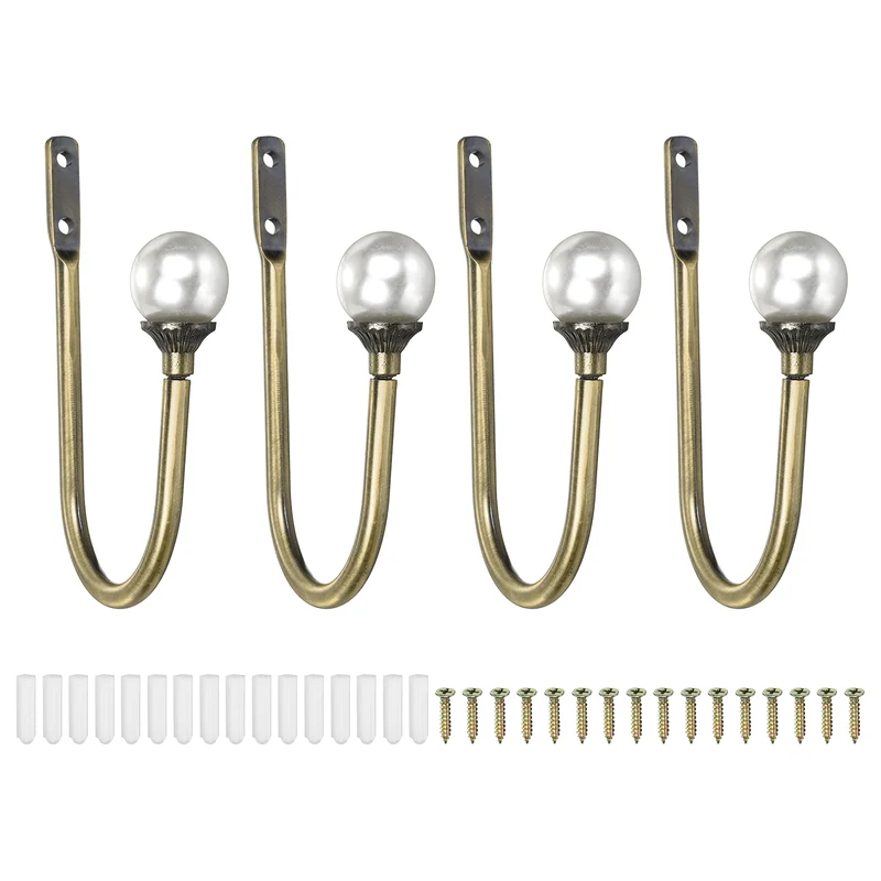 4Pcs Curtain Holdbacks Wall Mounted Curtain Hooks for Drapes, Yellow (102 Mm)