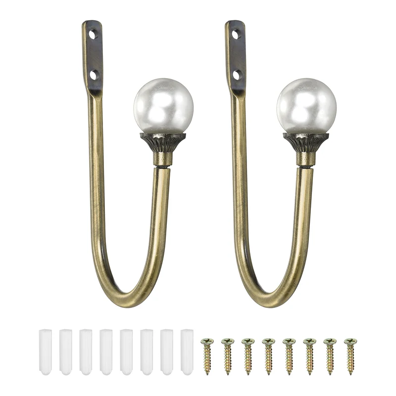 2Pcs Curtain Holdbacks Wall Mounted Curtain Hooks for Drapes, Yellow (102 Mm)