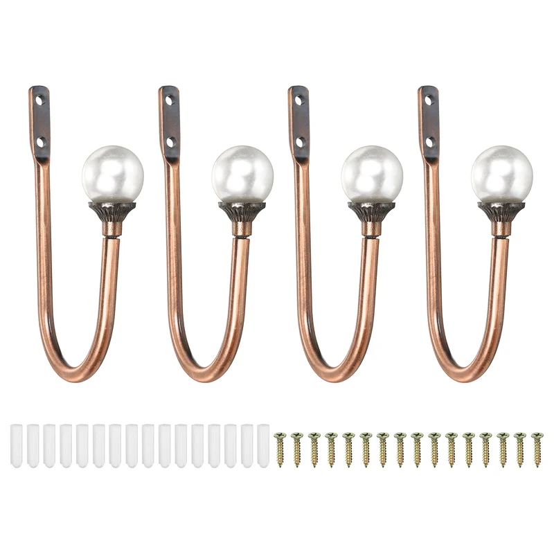 4Pcs Curtain Holdbacks Wall Mounted Curtain Hooks for Drapes, Bronze (102 Mm)