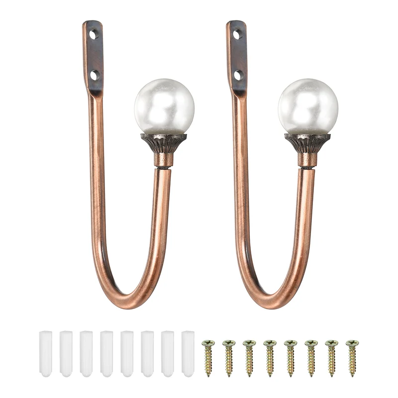 2Pcs Curtain Holdbacks Wall Mounted Curtain Hooks for Drapes, Bronze (102 Mm)