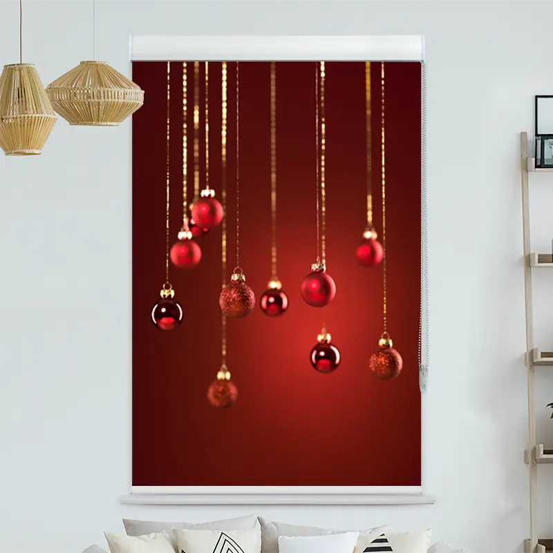 Kassettenrollo Motiv "Rote Weihnachtskugeln" | bis B 420 x H 420 cm