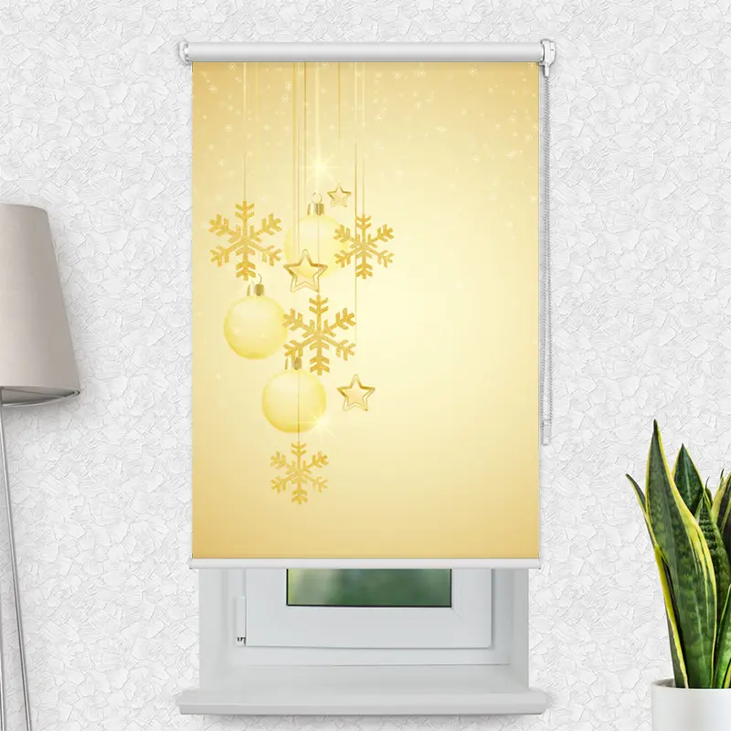Motivrollo 'Weihnachtsschmuck Gold' | Bis B 430 x H 440 cm