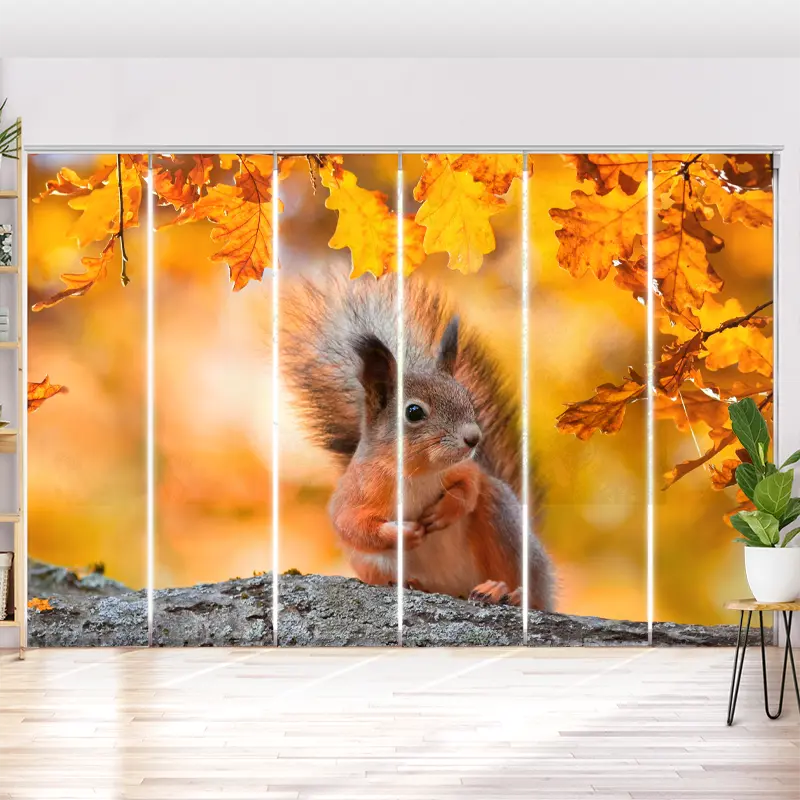 Schiebegardine Motiv "Eichhoernchen Herbst"