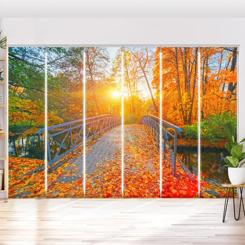 Schiebegardine Motiv "Herbstseebruecke"