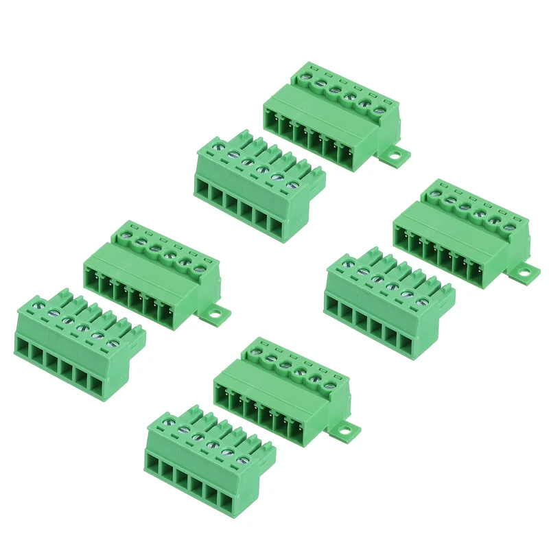 4Sets 6Pin 3.81mm Pitch Screw Terminal Block Connector Pluggable 300V 8A Green