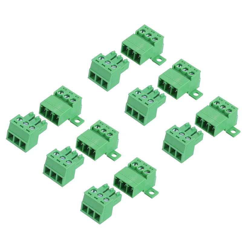 6Sets 3Pin 3.81mm Pitch Screw Terminal Block Connector Pluggable 300V 8A Green