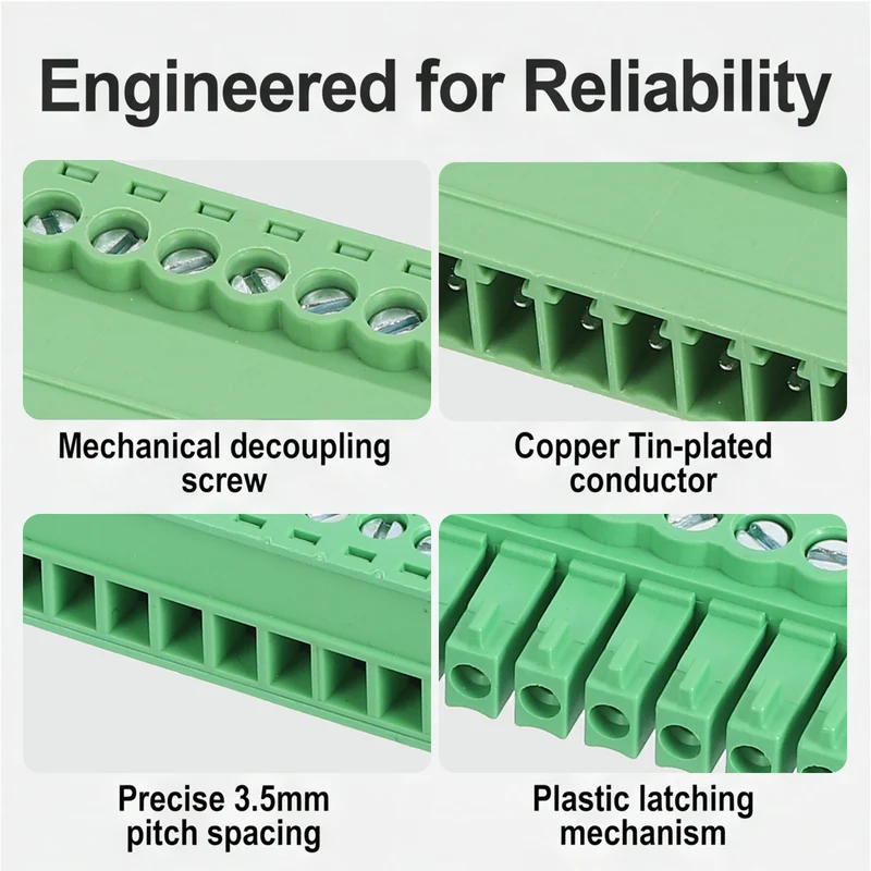2Sets 16Pin 3.5mm Pitch Screw Terminal Block Connector Pluggable 300V 8A Green