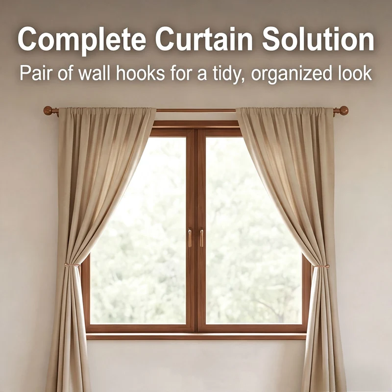 4Pcs Curtain Holdbacks Wall Mounted Curtain Hooks for Drapes, Dark Black (95 Mm)