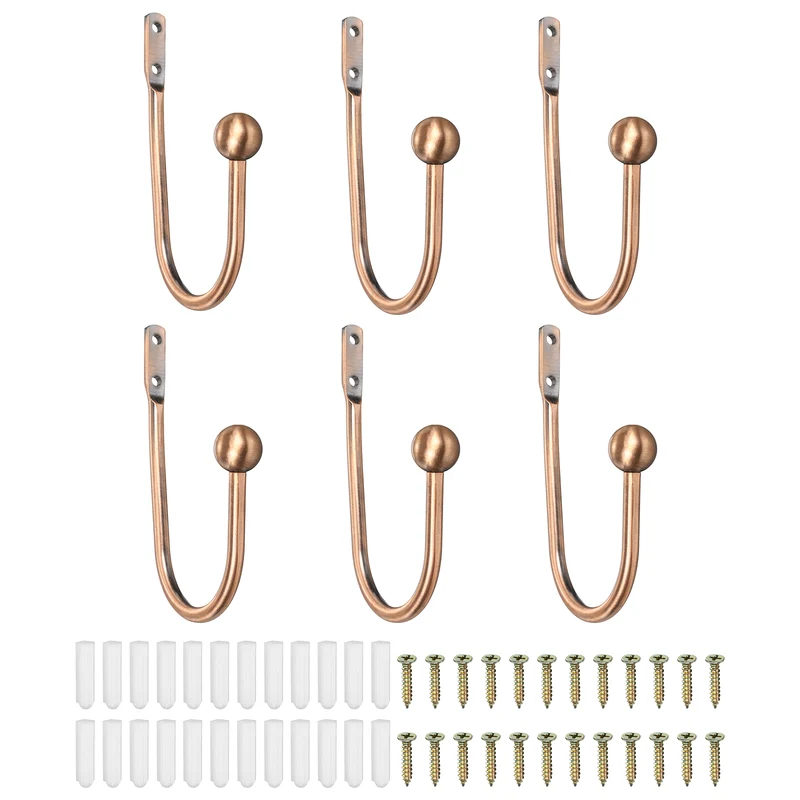 6Pcs Curtain Holdbacks Wall Mounted Curtain Hooks for Drapes, Bronze (95 Mm)