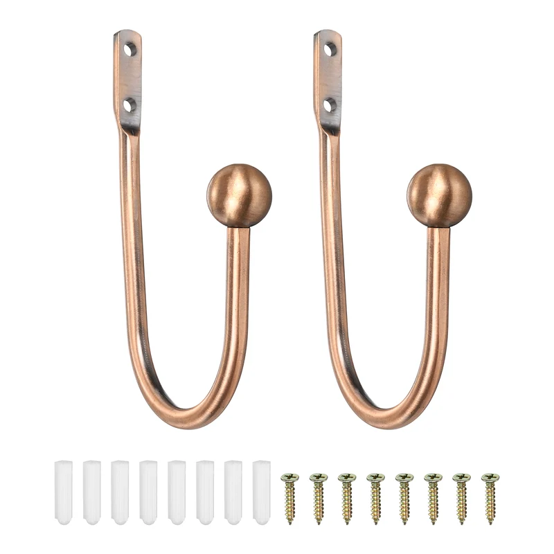 2Pcs Curtain Holdbacks Wall Mounted Curtain Hooks for Drapes, Bronze (95 Mm)
