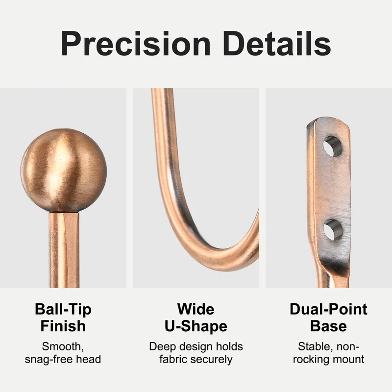 2Pcs Curtain Holdbacks Wall Mounted Curtain Hooks for Drapes, Bronze (95 Mm)
