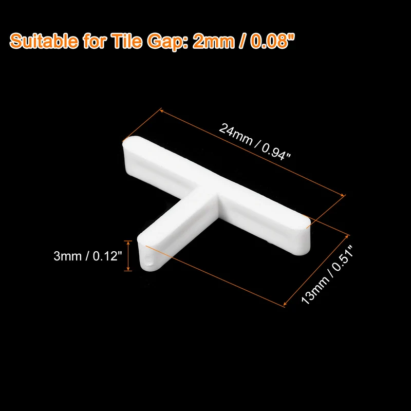 800Pcs Wall Floor Tile Plastic T-Shape Spacers Tiling Tools 2mm 1/16" White