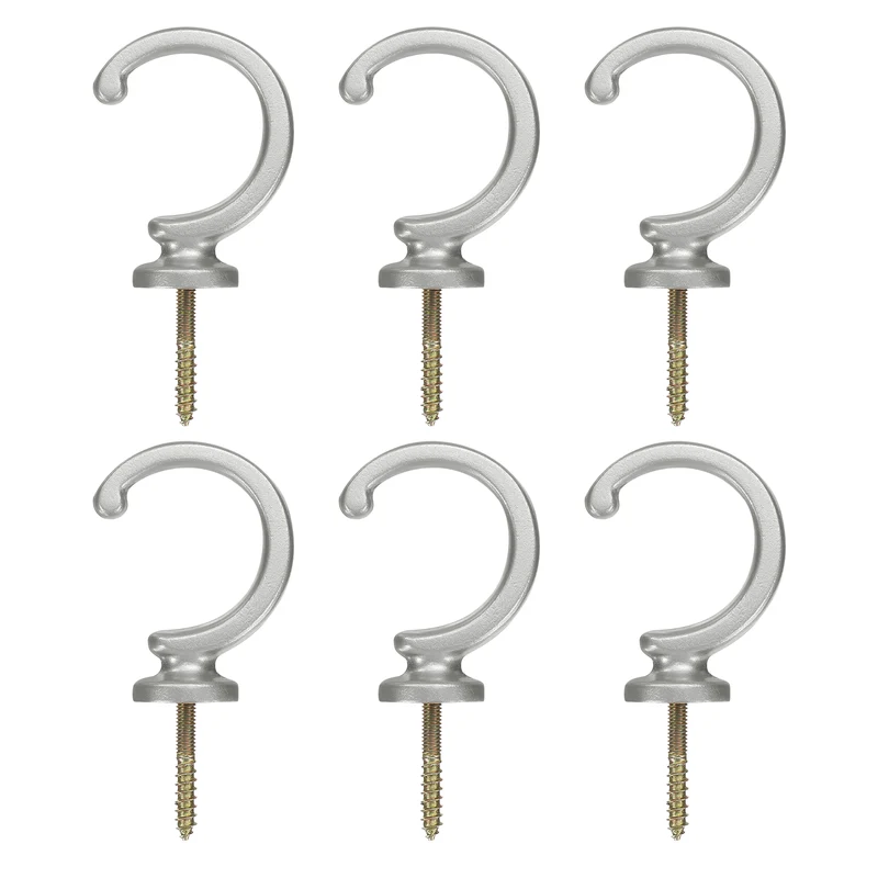 6Pcs Curtain Holdbacks Wall Mounted Zinc Alloy Drapery Tiebacks Hooks Silver