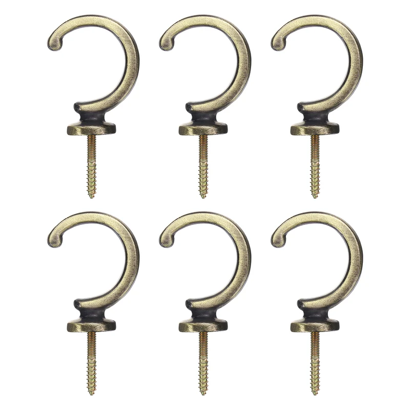 6Pcs Curtain Holdbacks Wall Mounted Zinc Alloy Drapery Tiebacks Hooks Bronze