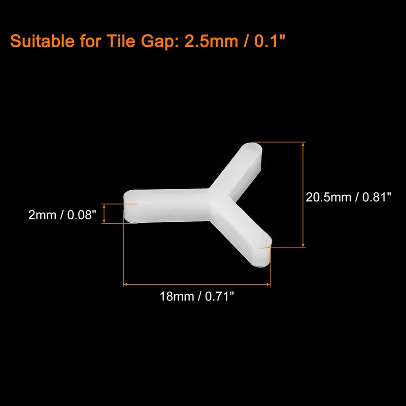 800Pcs Wall Floor Tile Plastic Y Type Spacers Tiling Tools 2.5mm 1/8", White