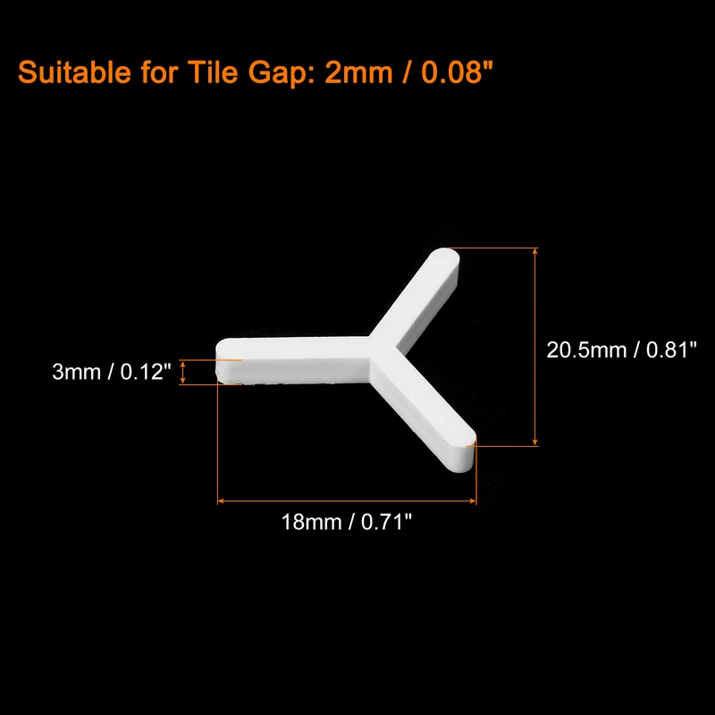 400Pcs Wall Floor Tile Plastic Y Type Spacers Tiling Tools 2mm 1/16", White