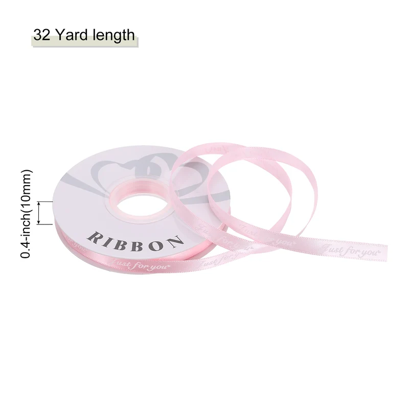 0.4Inch 32Yard Wide Satin Ribbon Grosgrain Valentine Wedding Ribbon, Light Pink