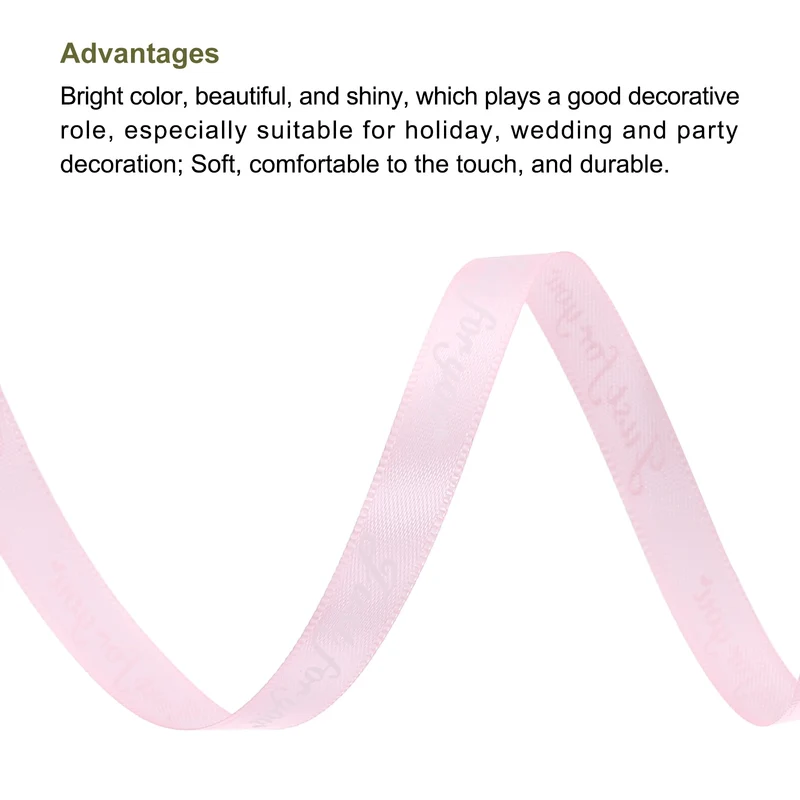0.4Inch 32Yard Wide Satin Ribbon Grosgrain Valentine Wedding Ribbon, Light Pink