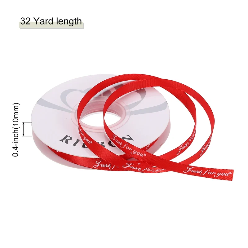 0.4Inch 32Yard Wide Satin Ribbon Grosgrain Valentine Wedding Ribbon, Red