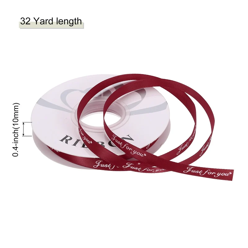 0.4Inch 32Yard Wide Satin Ribbon Grosgrain Valentine Wedding Ribbon, Wine Red
