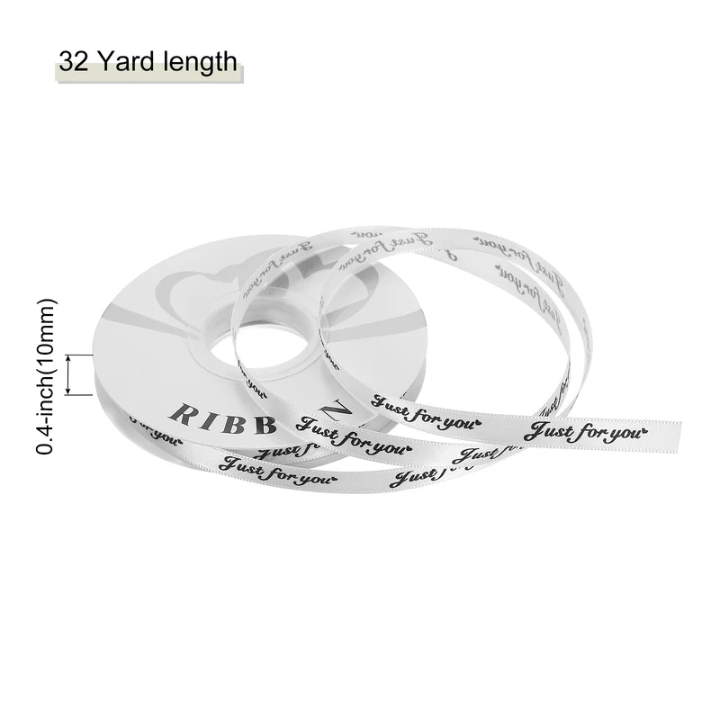 0.4Inch 32Yard Wide Satin Ribbon Grosgrain Valentine Wedding Ribbon, White