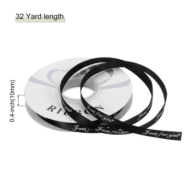 0.4Inch 32Yard Wide Satin Ribbon Grosgrain Valentine Wedding Ribbon, Black