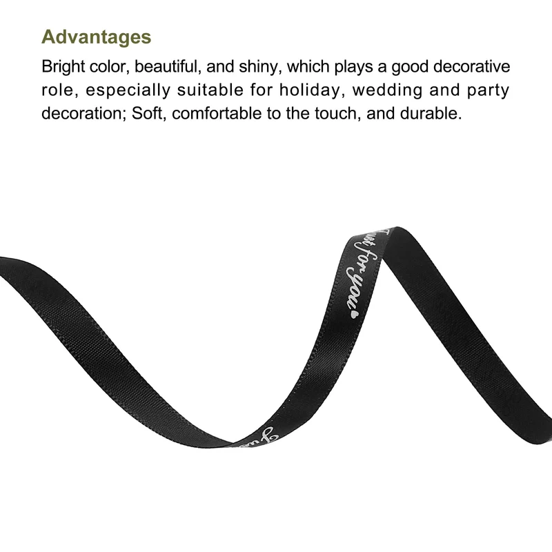 0.4Inch 32Yard Wide Satin Ribbon Grosgrain Valentine Wedding Ribbon, Black