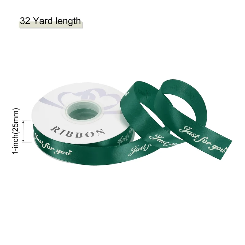 1Inch 32Yard Wide Satin Ribbon Grosgrain Valentine Wedding Ribbon, Dark Green