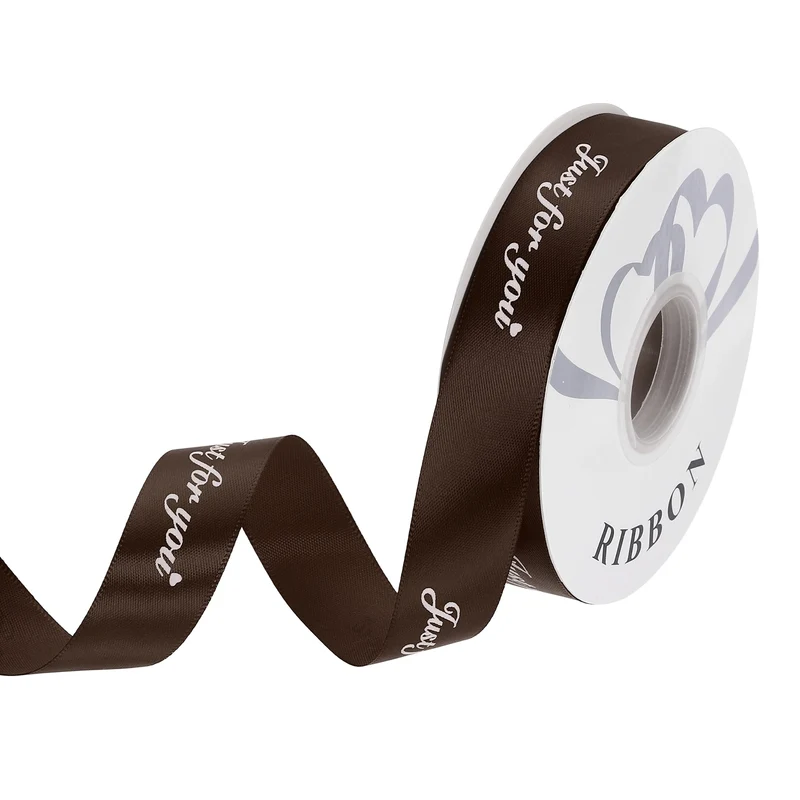 1Inch 32Yard Wide Satin Ribbon Grosgrain Valentine Wedding Ribbon, Coffee