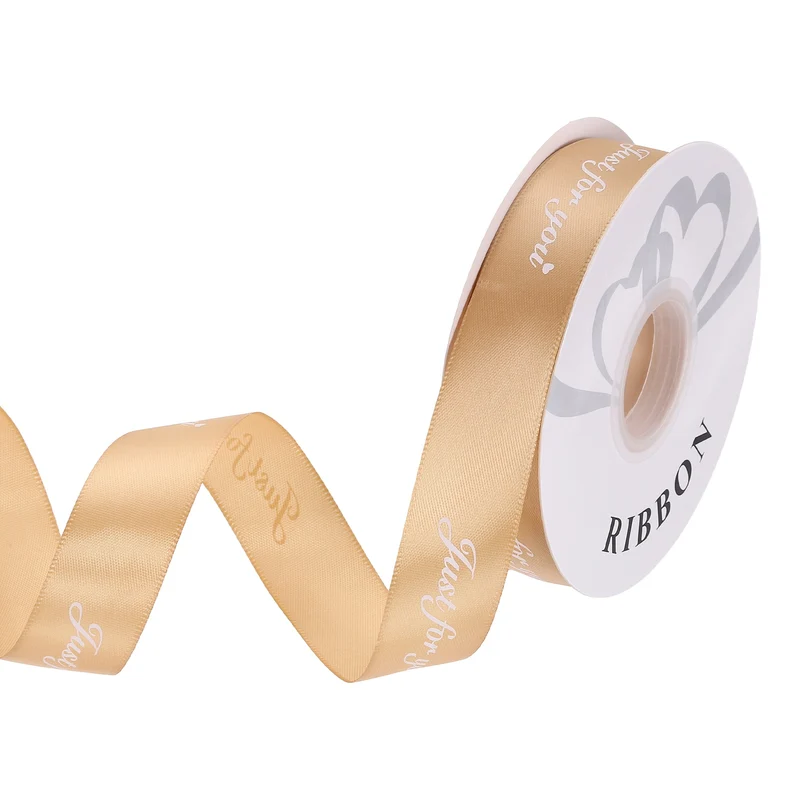 1Inch 32Yard Wide Satin Ribbon Grosgrain Valentine Wedding Ribbon, Light Coffee