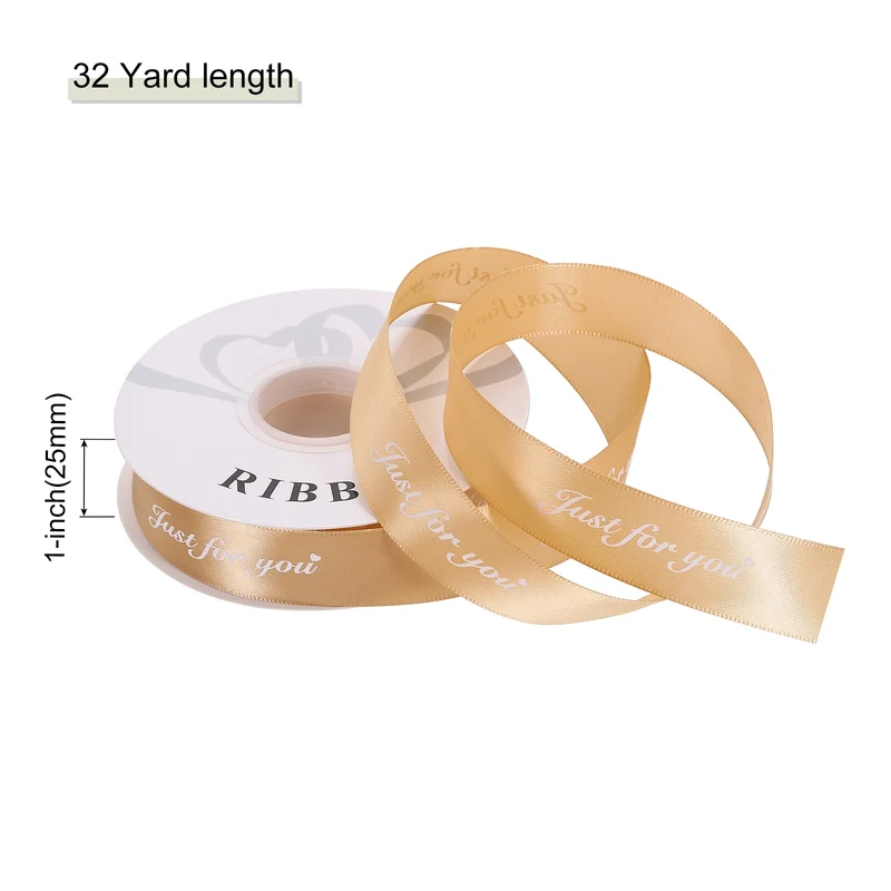1Inch 32Yard Wide Satin Ribbon Grosgrain Valentine Wedding Ribbon, Light Coffee