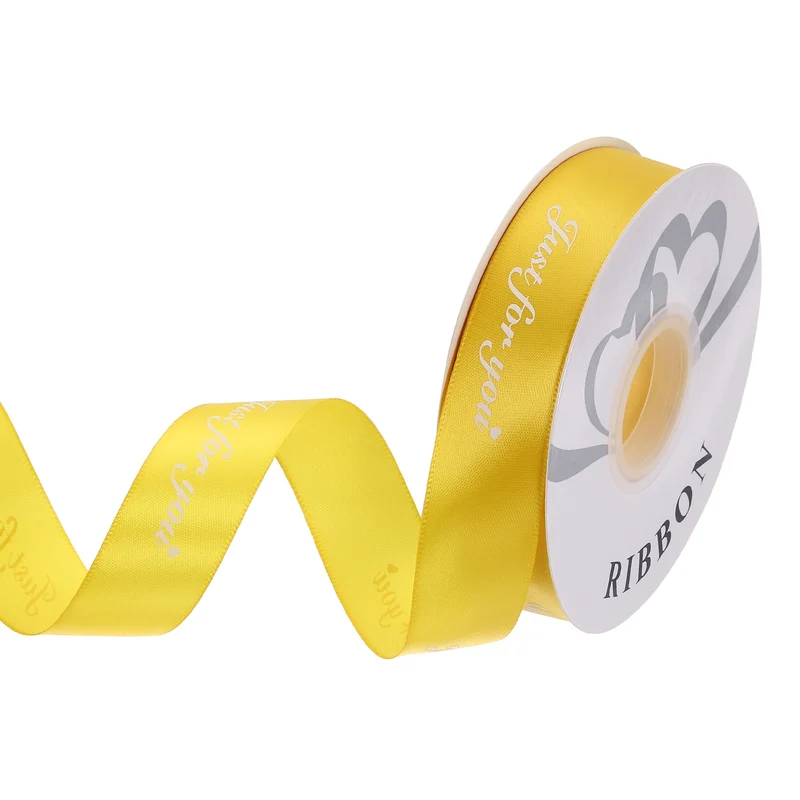1Inch 32Yard Wide Satin Ribbon Grosgrain Valentine Wedding Ribbon, Yellow