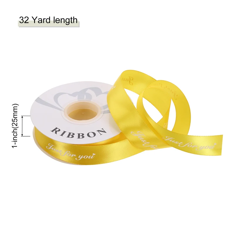 1Inch 32Yard Wide Satin Ribbon Grosgrain Valentine Wedding Ribbon, Yellow