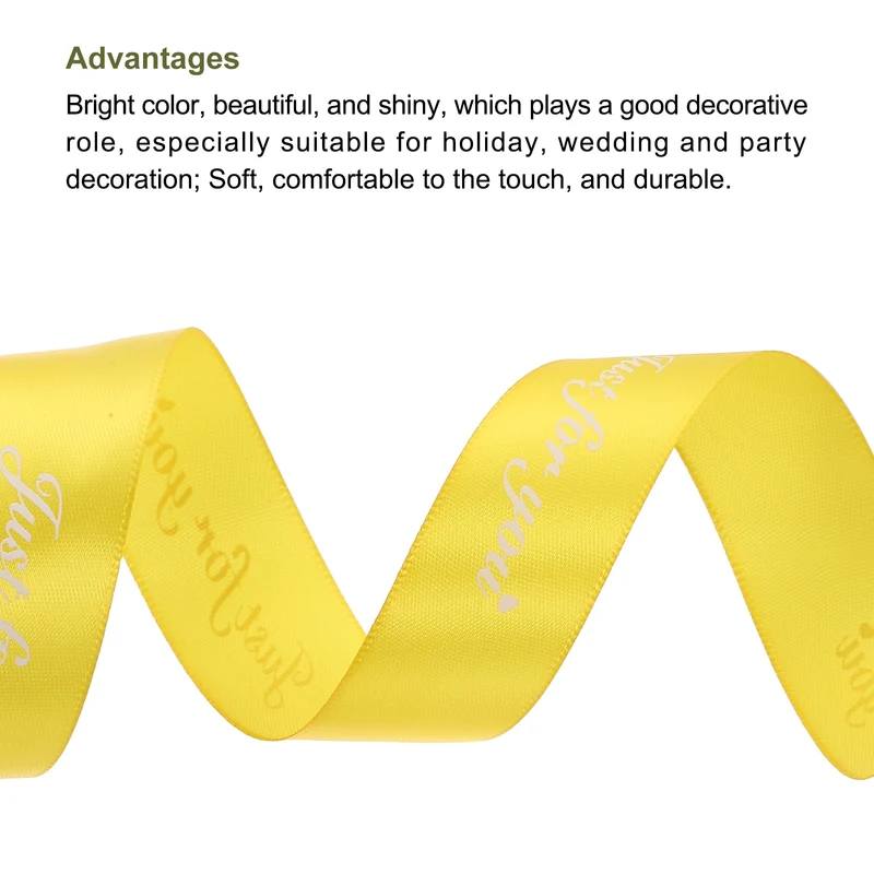 1Inch 32Yard Wide Satin Ribbon Grosgrain Valentine Wedding Ribbon, Yellow