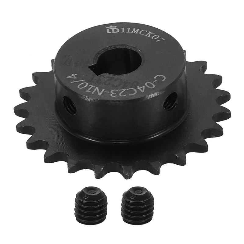 #25 Chain Roller Sprocket 10mm Bore, 23 Tooth with 4x1.8mm Keyway, Black