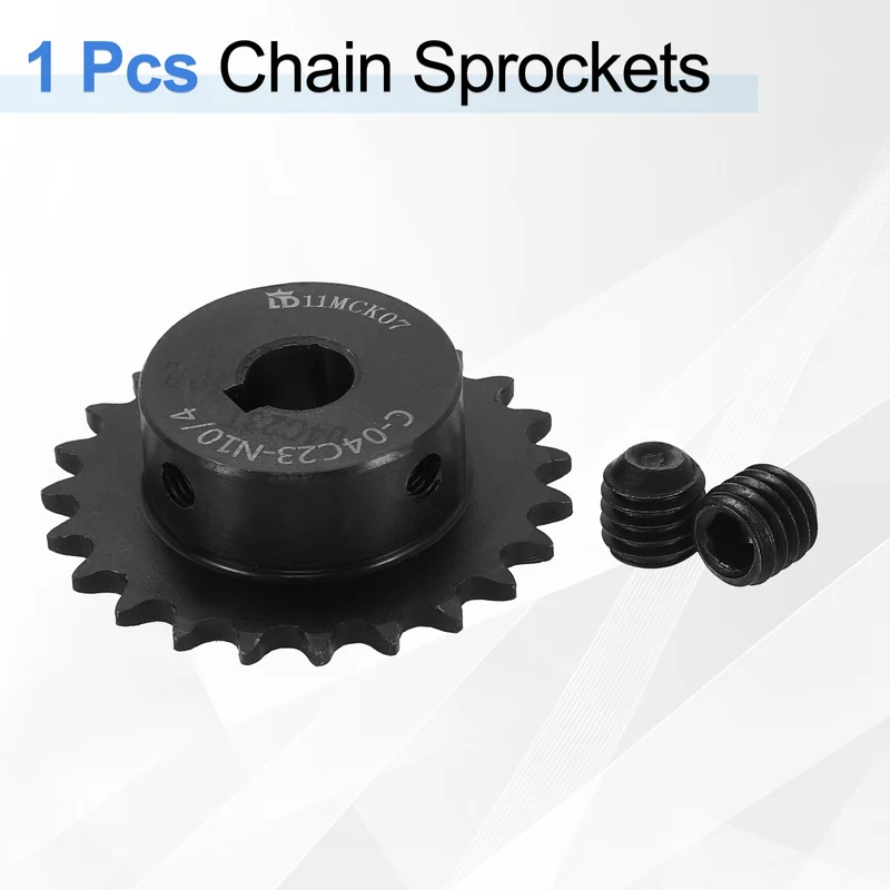 #25 Chain Roller Sprocket 10mm Bore, 23 Tooth with 4x1.8mm Keyway, Black