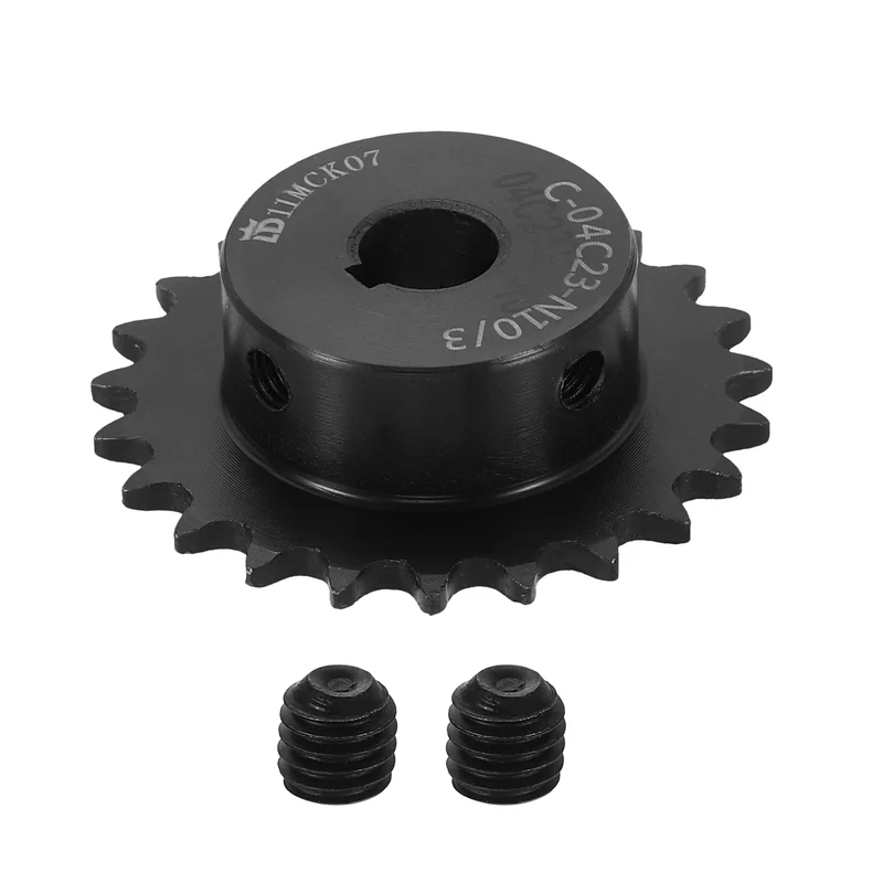 #25 Chain Roller Sprocket 10mm Bore, 23 Tooth with 3x1.4mm Keyway, Black
