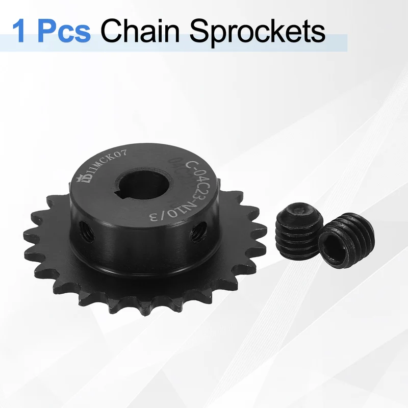 #25 Chain Roller Sprocket 10mm Bore, 23 Tooth with 3x1.4mm Keyway, Black