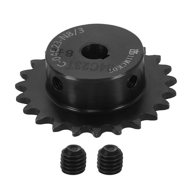 #25 Chain Roller Sprocket 8mm Bore, 23 Tooth with 3x1.4mm Keyway, Black